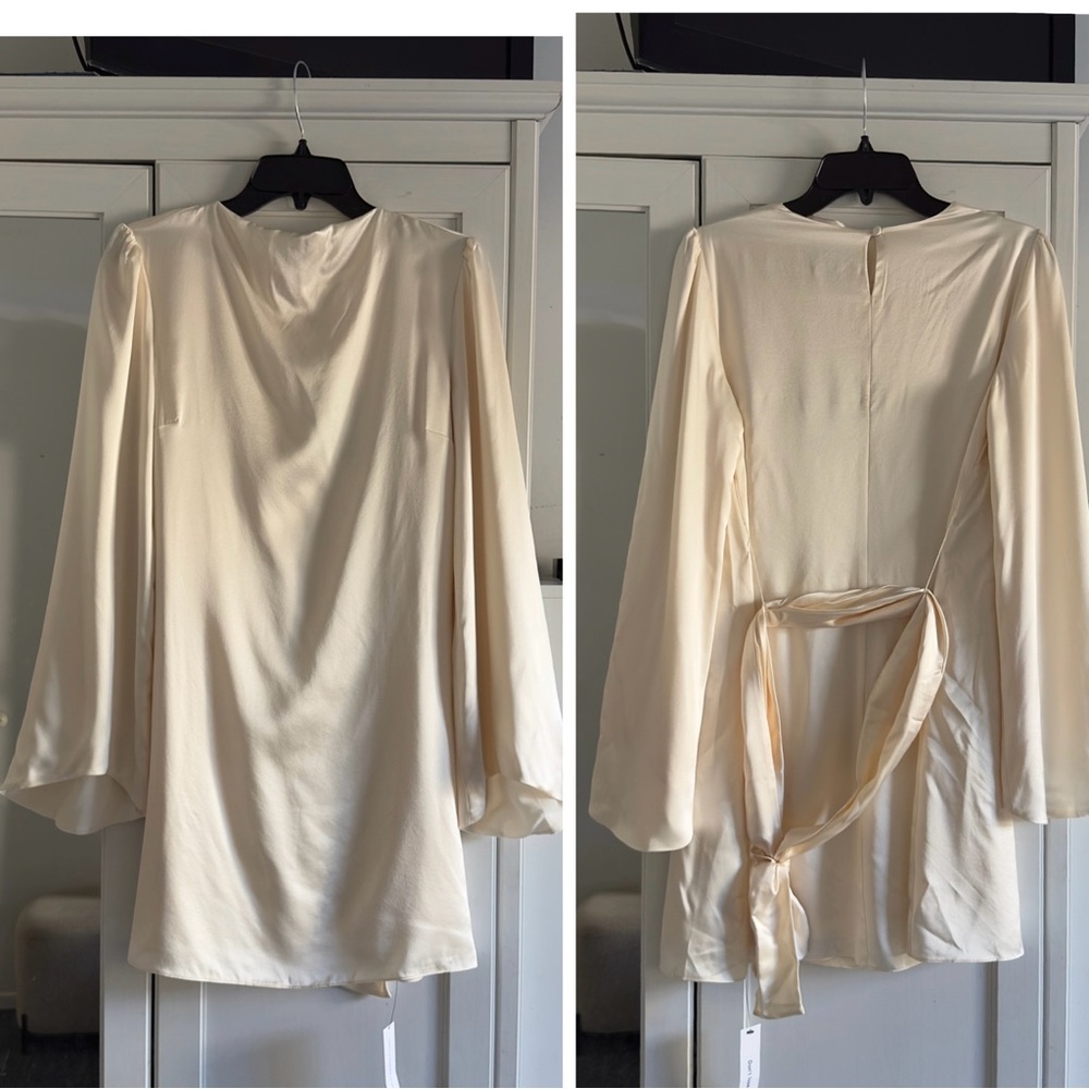 Reformation Cream Long Sleeve Mini Dress